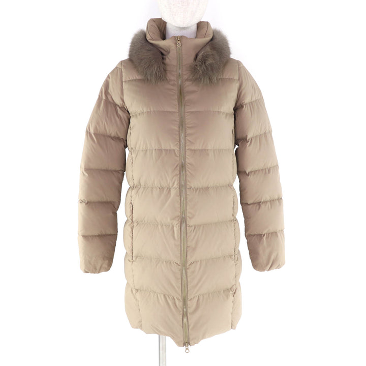極美品★DUVETICA デュベティカ D.5430N00/1162-FGN LEXYDUE 襟元FOXファー ZIP UP ダウンコート ベージュ 40 ブルガリア製 正規品