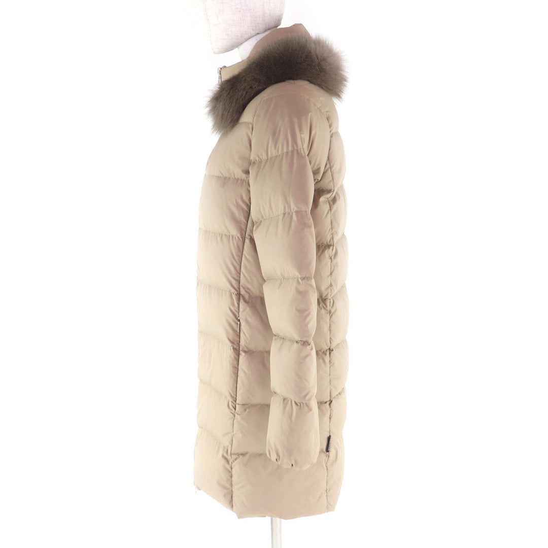 極美品★DUVETICA デュベティカ D.5430N00/1162-FGN LEXYDUE 襟元FOXファー ZIP UP ダウンコート ベージュ 40 ブルガリア製 正規品