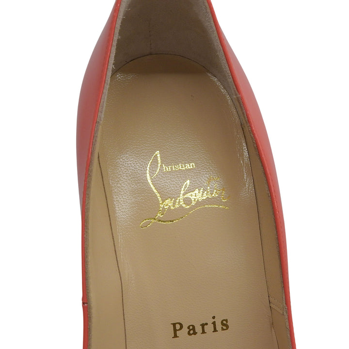 未使用品▲Christian Louboutin クリスチャンルブタン NEW VERY PRIVE 120 オープントゥ パテントレザー パンプス ピンク 36.5 箱付