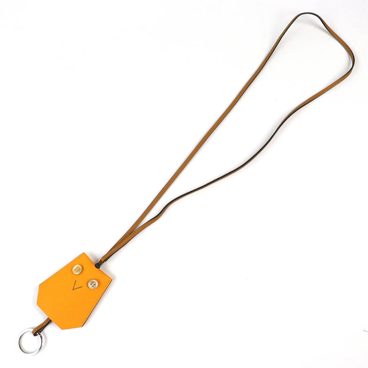 極美品△HERMES エルメス プティアッシュ イブトン クロシェット ヴォーエプソン ジョーヌドール ビスキュイ ネックレス 箱付 フランス製