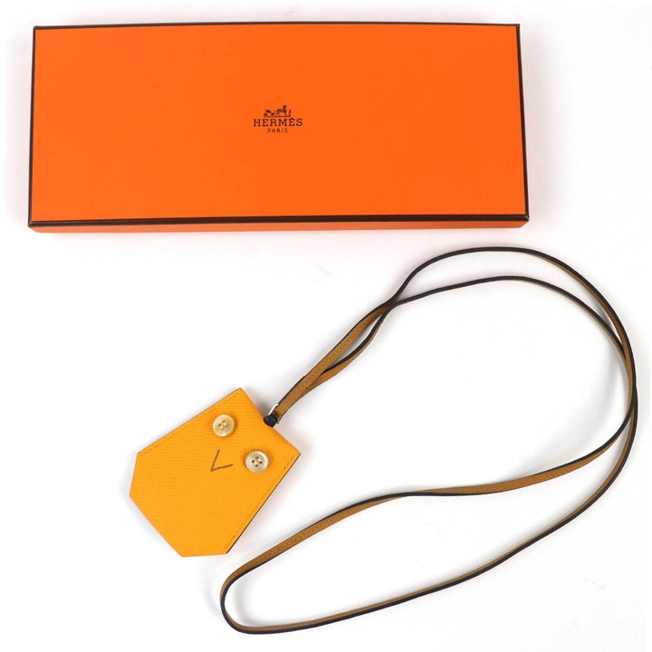極美品△HERMES エルメス プティアッシュ イブトン クロシェット ヴォーエプソン ジョーヌドール ビスキュイ ネックレス 箱付 フランス製
