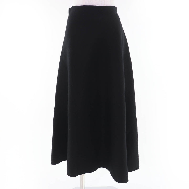 極美品☆JIL SANDER ジルサンダー 23AW J02MA0024 ウール 裾アシンメトリー ニット フレアスカート ブラック 34 伊製 正規品 レディース