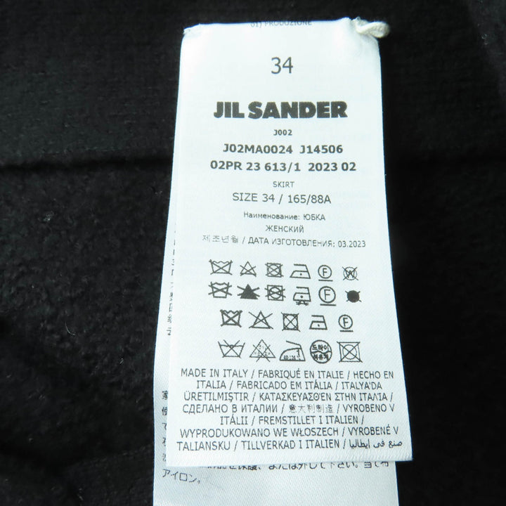 極美品☆JIL SANDER ジルサンダー 23AW J02MA0024 ウール 裾アシンメトリー ニット フレアスカート ブラック 34 伊製 正規品 レディース