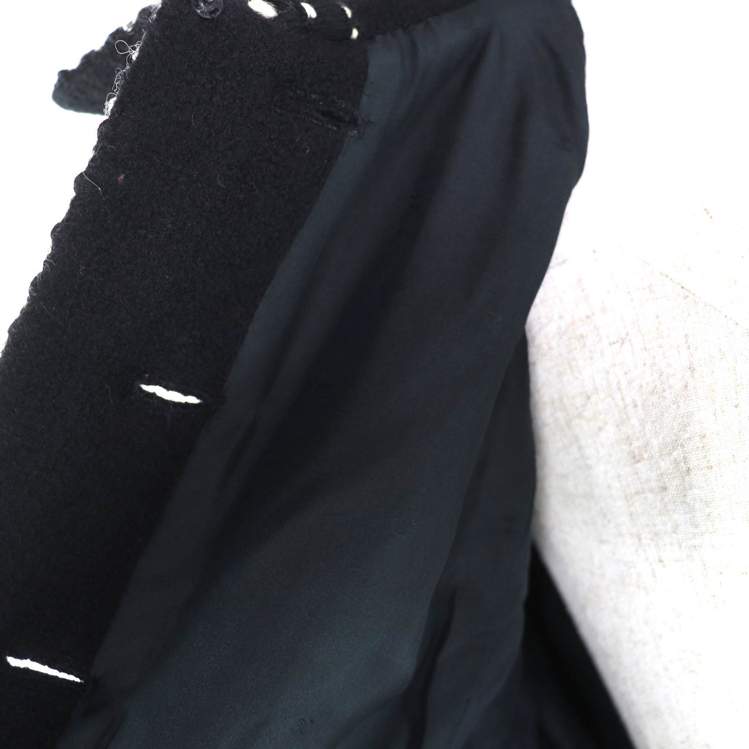極美品★シャネル ヴィンテージ 20737 裏地シルク100％ 希少 ココボタン 金ボタン 80S ウール クロップド ツイード セットアップ 黒 40