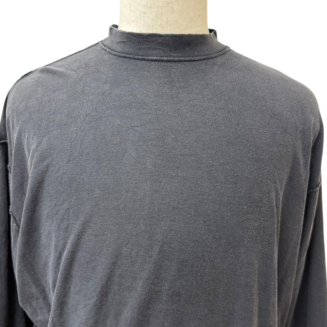 良品□BALENCIAGA バレンシアガ 25SS 818141 Medium Fit L/S T-Shirt インサイドアウト ダメージ加工 長袖Ｔシャツ ブラック 1 正規品