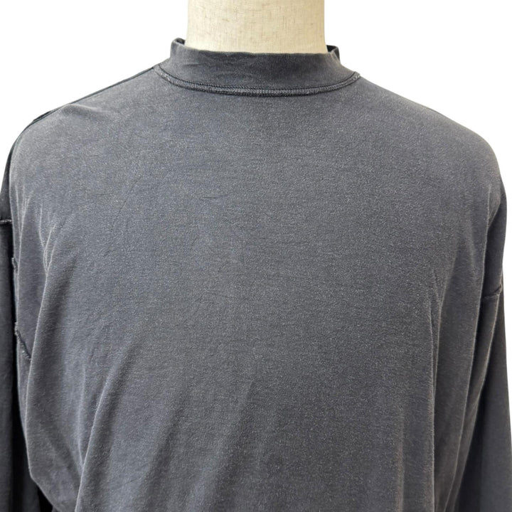 良品□BALENCIAGA バレンシアガ 25SS 818141 Medium Fit L/S T-Shirt インサイドアウト ダメージ加工 長袖Ｔシャツ ブラック 1 正規品