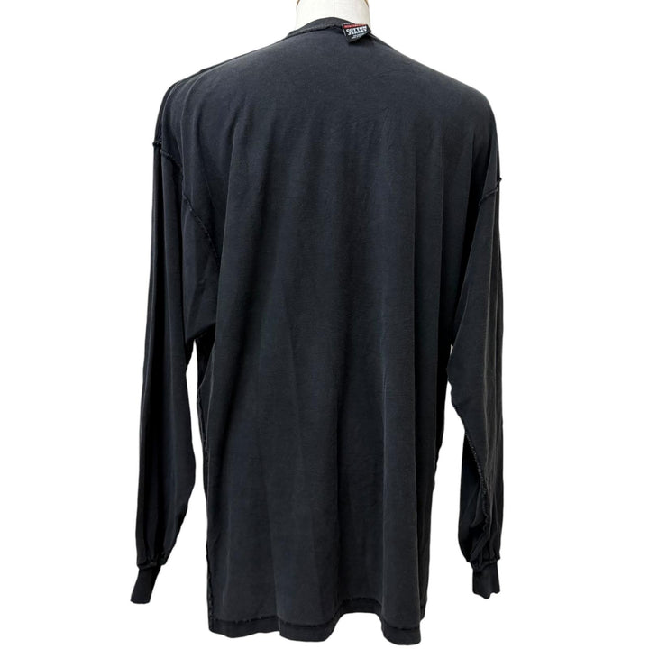 良品□BALENCIAGA バレンシアガ 25SS 818141 Medium Fit L/S T-Shirt インサイドアウト ダメージ加工 長袖Ｔシャツ ブラック 1 正規品