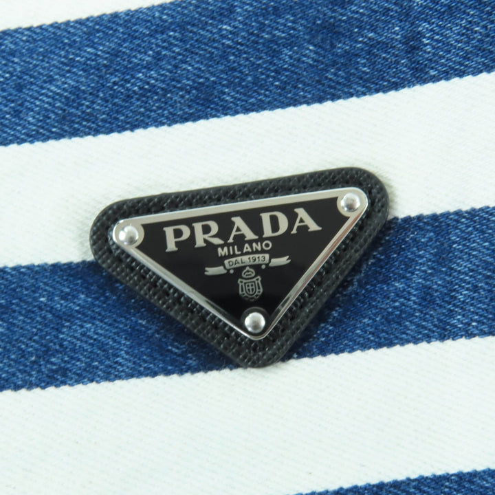 極美品☆PRADA プラダ 22SS GFA122 トライアングルロゴ オーガニックコットン デニム ノースリーブワンピース 40 伊製 正規品 レディース