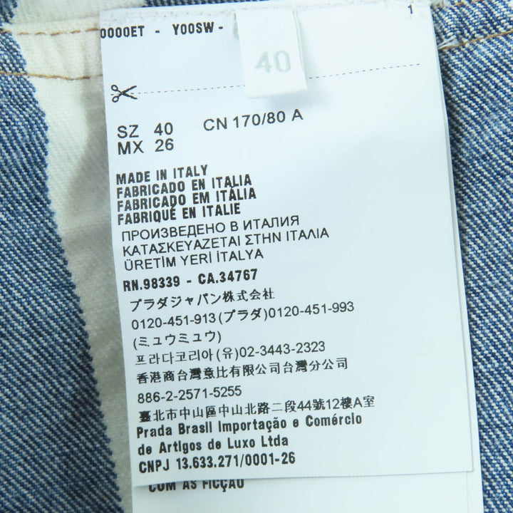 極美品☆PRADA プラダ 22SS GFA122 トライアングルロゴ オーガニックコットン デニム ノースリーブワンピース 40 伊製 正規品 レディース