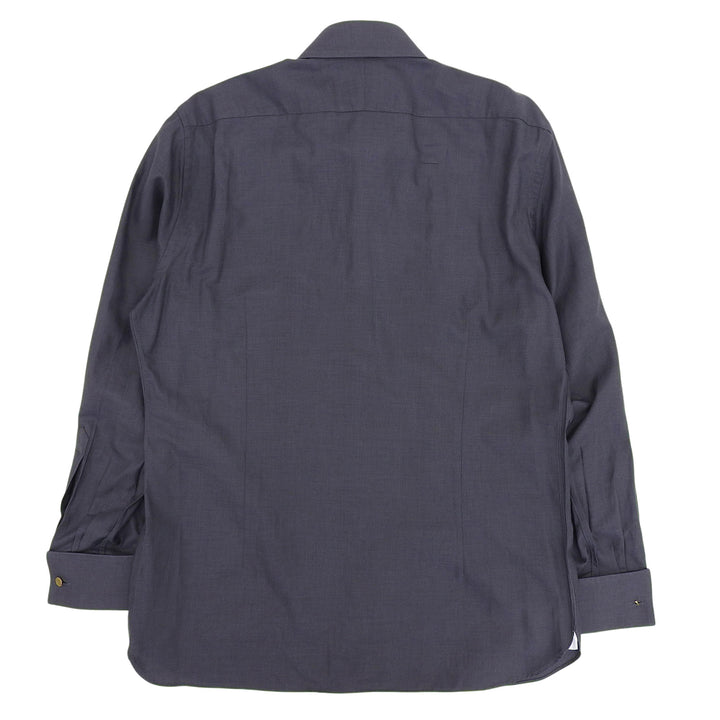美品▲TOM FORD トムフォード コットン100％ ロングスリーブ ダブルカフスシャツ 長袖シャツ グレー 43 イタリア製 正規品 メンズ