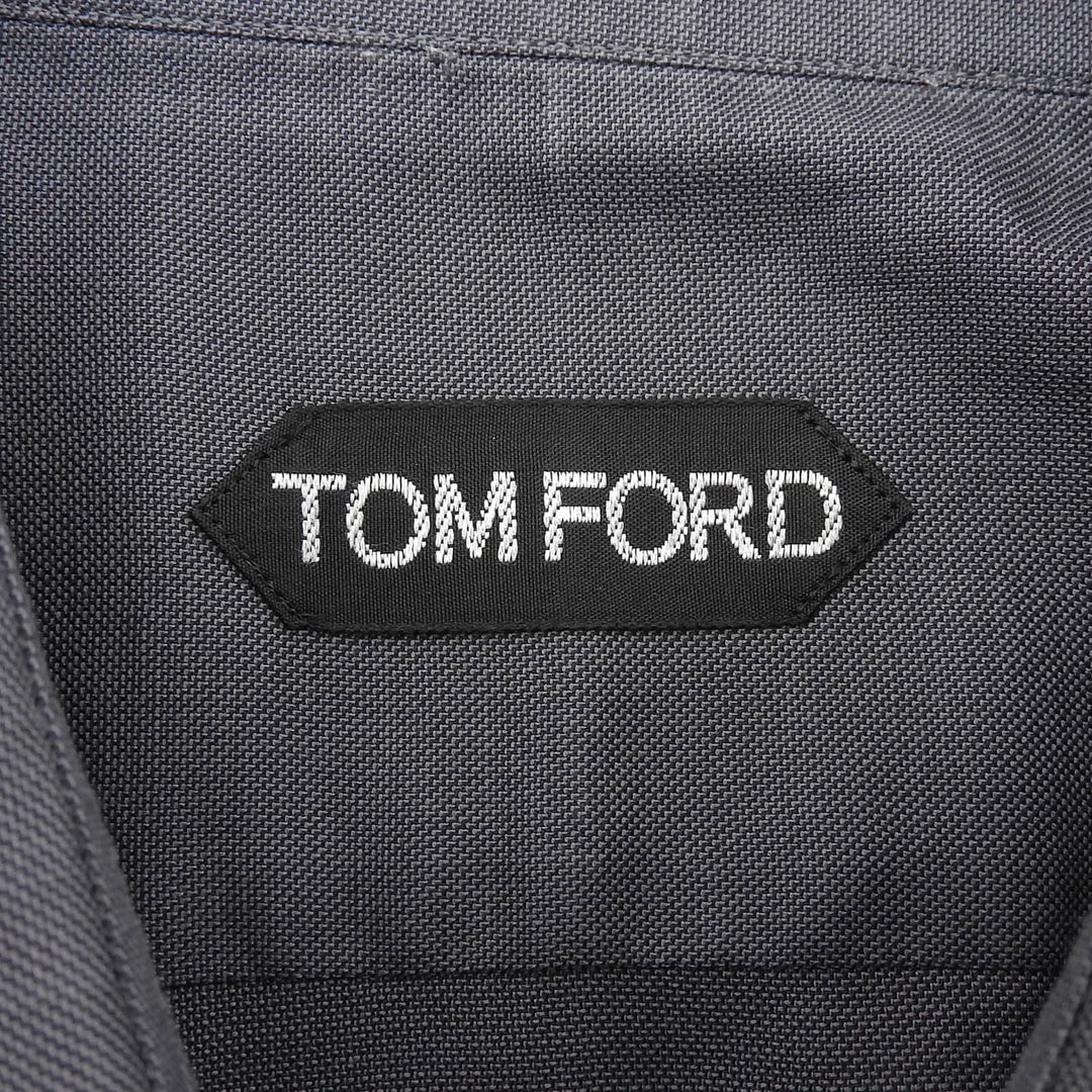 美品▲TOM FORD トムフォード コットン100％ ロングスリーブ ダブルカフスシャツ 長袖シャツ グレー 43 イタリア製 正規品 メンズ