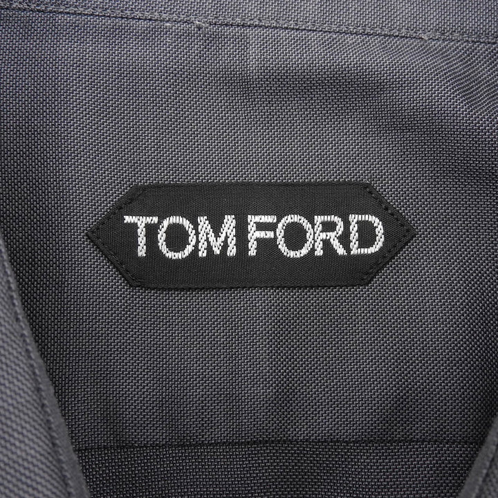 美品▲TOM FORD トムフォード コットン100％ ロングスリーブ ダブルカフスシャツ 長袖シャツ グレー 43 イタリア製 正規品 メンズ