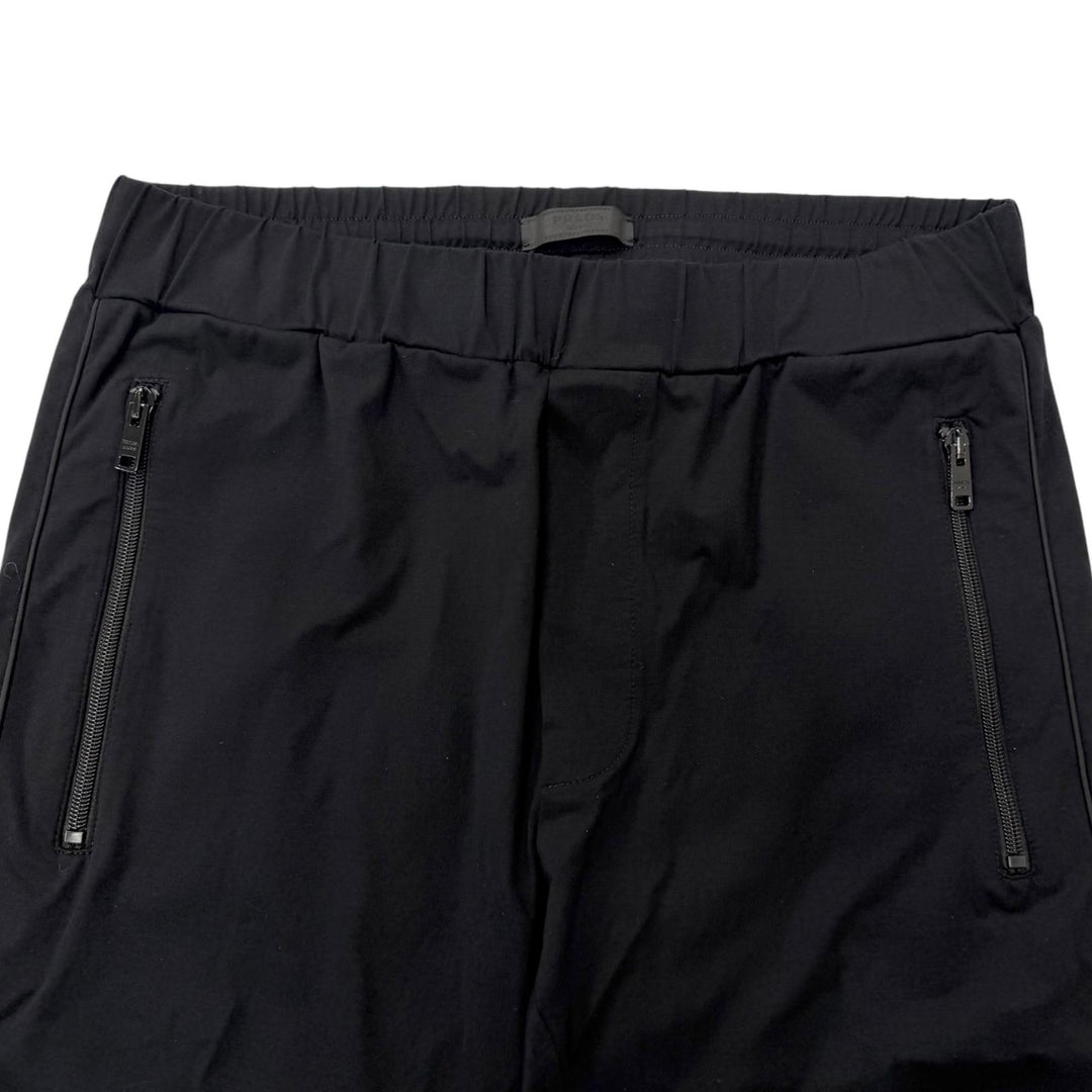 美品□PRADA プラダ 2022年製 UJP209 トライアングルロゴ Re-Nylon テクニカルコットン ジョガーパンツ ブラック S イタリア製 正規品