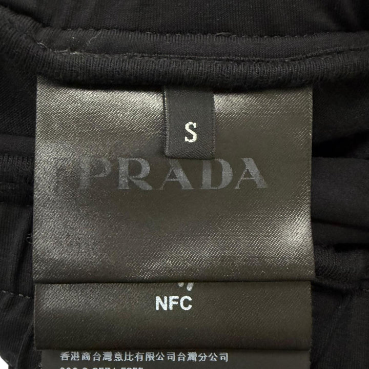 美品□PRADA プラダ 2022年製 UJP209 トライアングルロゴ Re-Nylon テクニカルコットン ジョガーパンツ ブラック S イタリア製 正規品