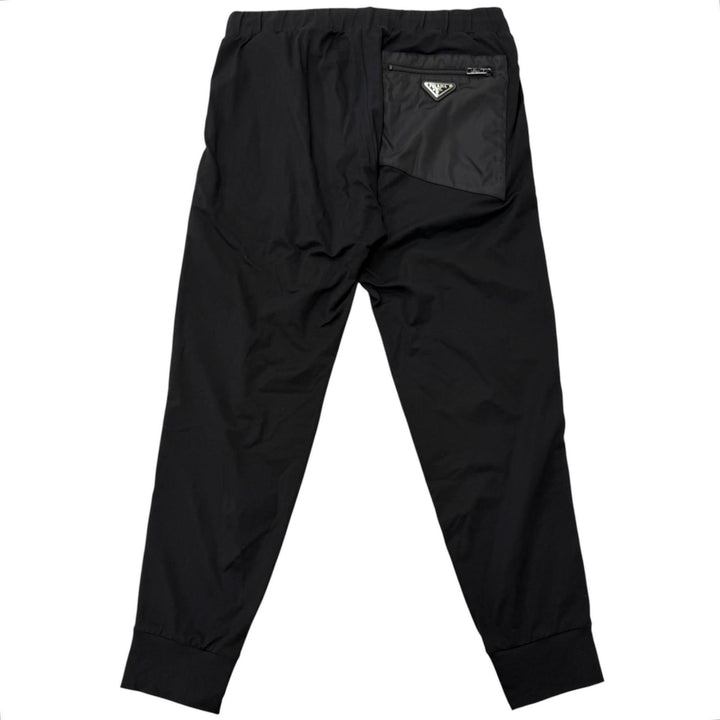 美品□PRADA プラダ 2022年製 UJP209 トライアングルロゴ Re-Nylon テクニカルコットン ジョガーパンツ ブラック S イタリア製 正規品