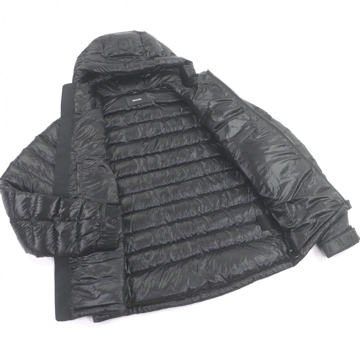 極美品□MACKAGE マッカージュ KEAGAN-RS リサイクルナイロン ジップアップ フーデッド ライトダウンジャケット ブラック 40 メンズ