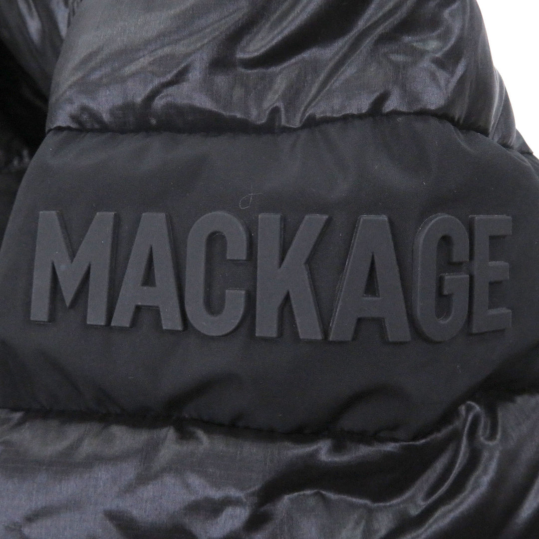 極美品□MACKAGE マッカージュ KEAGAN-RS リサイクルナイロン ジップアップ フーデッド ライトダウンジャケット ブラック 40 メンズ