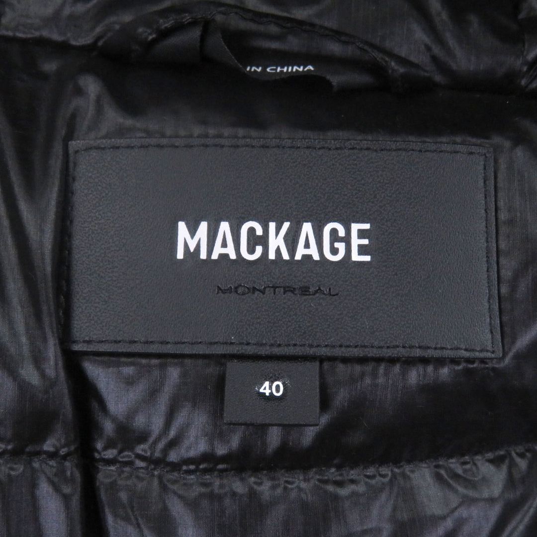 極美品□MACKAGE マッカージュ KEAGAN-RS リサイクルナイロン ジップアップ フーデッド ライトダウンジャケット ブラック 40 メンズ