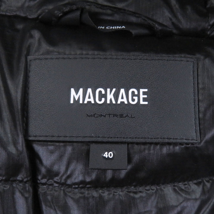 極美品□MACKAGE マッカージュ KEAGAN-RS リサイクルナイロン ジップアップ フーデッド ライトダウンジャケット ブラック 40 メンズ