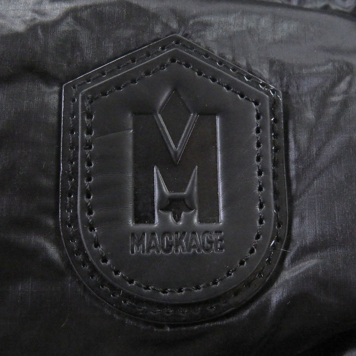 極美品□MACKAGE マッカージュ KEAGAN-RS リサイクルナイロン ジップアップ フーデッド ライトダウンジャケット ブラック 40 メンズ
