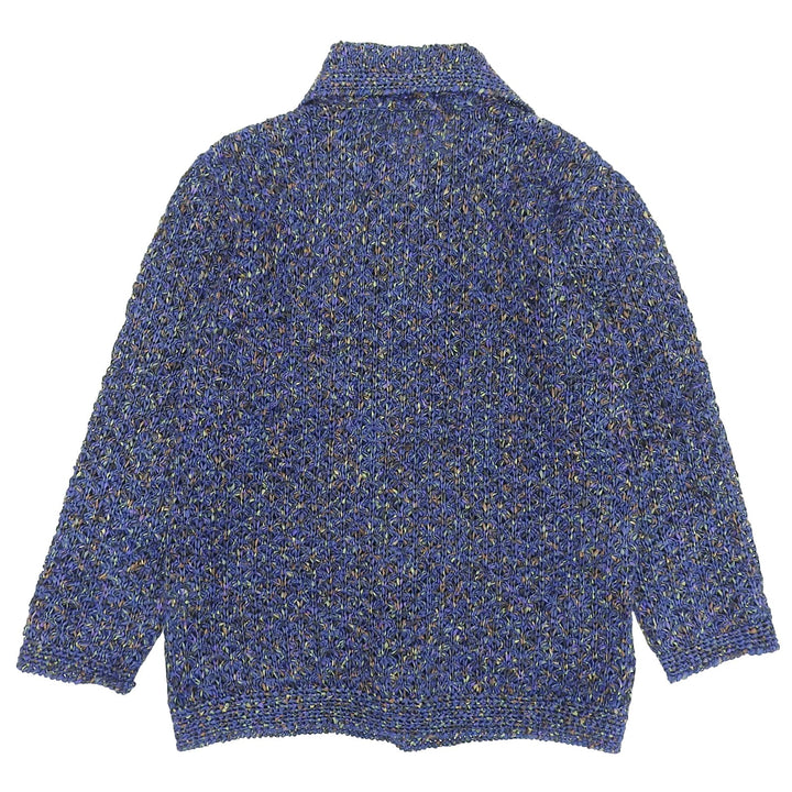 極美品▲ISSEY MIYAKE MEN イッセイミヤケ メン ME61KO165 ロゴボタン付 かぎ編み ジャケット ブルー マルチ 1 日本製 正規品 メンズ