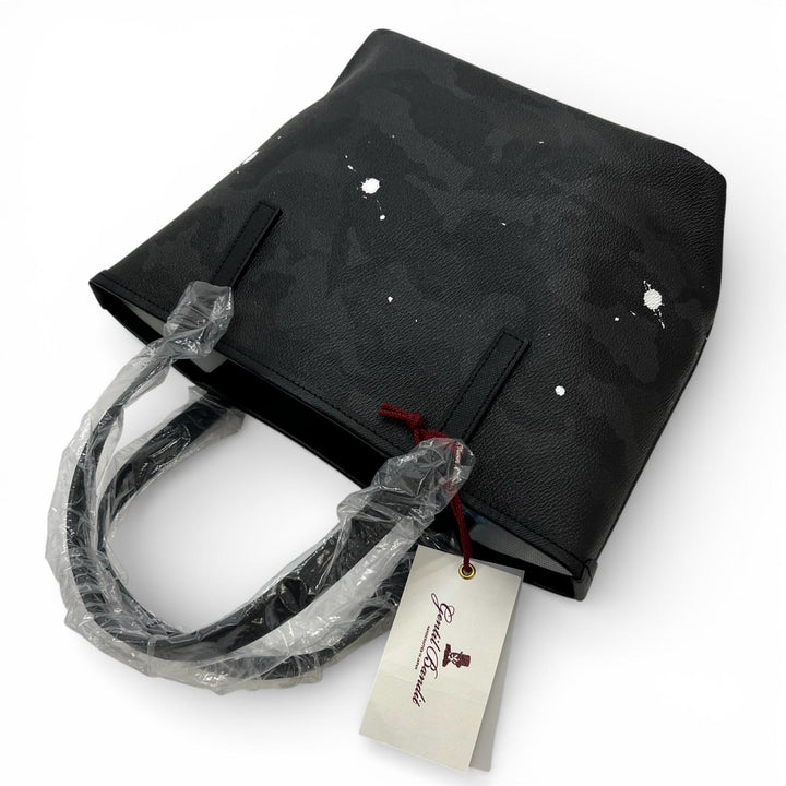 未使用品▲GENTIL BANDIT ジャンティバンティ スプラッシュペイント ブラックカモ レザーハンドバッグ ブラック 日本製 レディース
