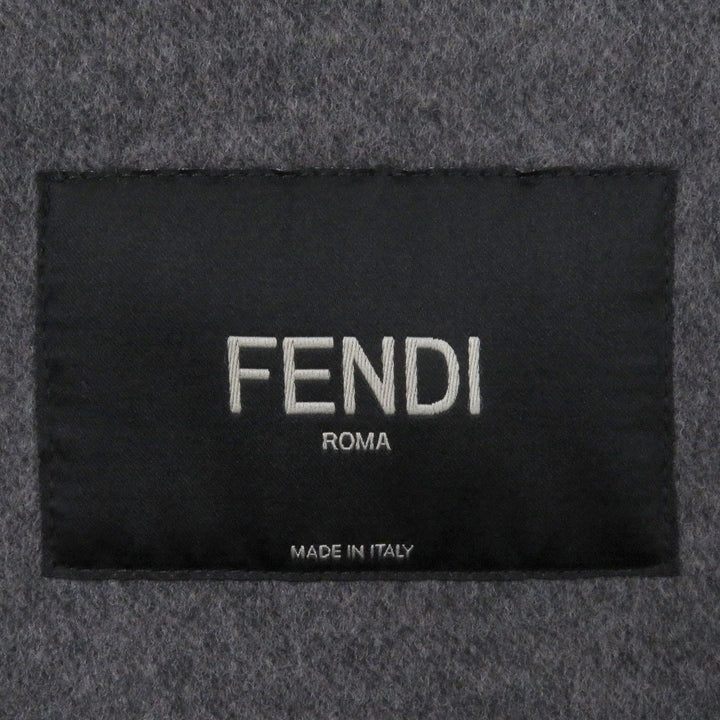 極美品□FENDI フェンディ 23AW FF0770 ウール シルク FFロゴ ズッカ 総柄 チェスターコート ロングコート グレー 46 イタリア製 正規品