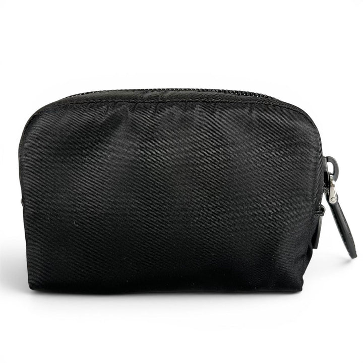 極美品▲PRADA プラダ Re-Nylon トライアングルロゴ コスメポーチ ナイロンポーチ ブラック イタリア製 レディース 箱付き