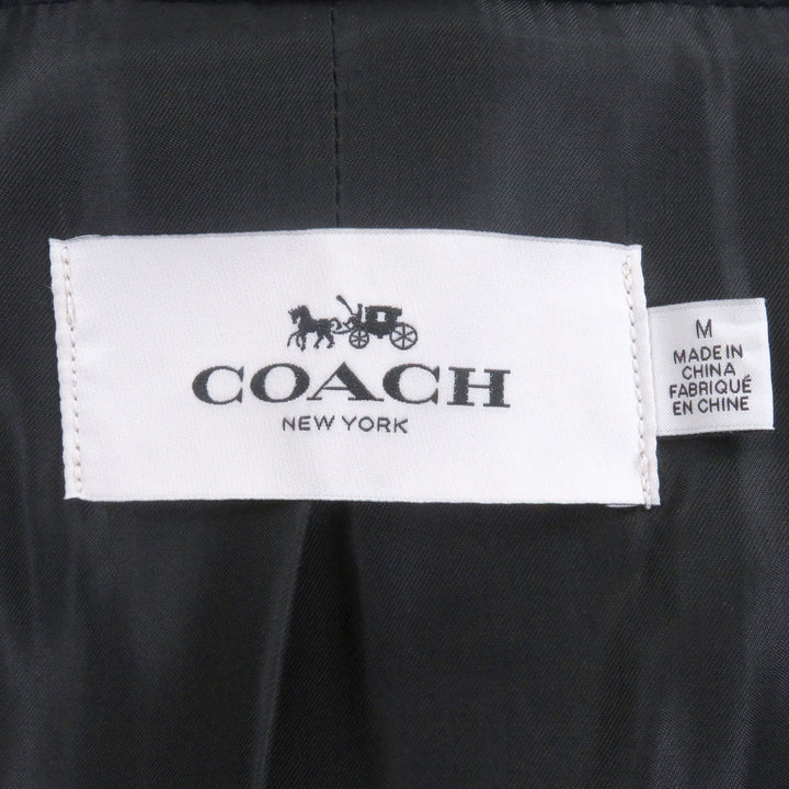 美品□COACH コーチ 33826 ウール100％ レザーエルボーパッチ チェスターコート ロングコート ネイビー M 正規品 メンズオススメ◎