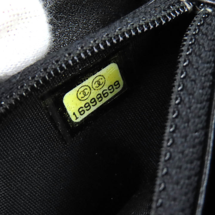 極美品△CHANEL シャネル ヴィンテージ ココマーク レザー使い オリラグファー ポーチ 小物入れ ブラック シルバー金具 箱付 イタリア製