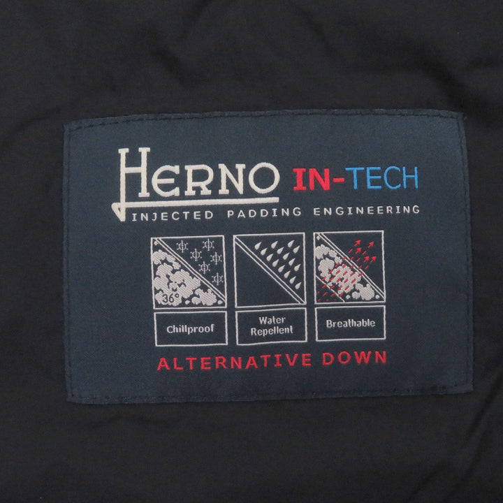 極美品□Herno ヘルノ PC0039U ロゴボタン ロゴプレート付き 薄手 中綿入り ジレ パファーベスト ネイビー 46 イタリア製 正規品 メンズ