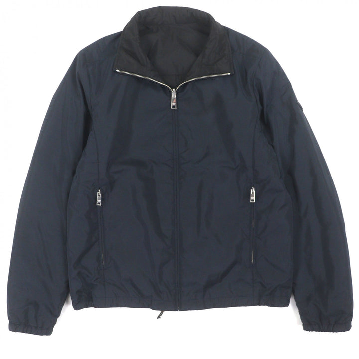 良品▼PRADA プラダ 2022年製 SGB223 トライアングルロゴ 三角プレート 中綿入 リバーシブル ジップアップ ジャケット 46 正規品 メンズ