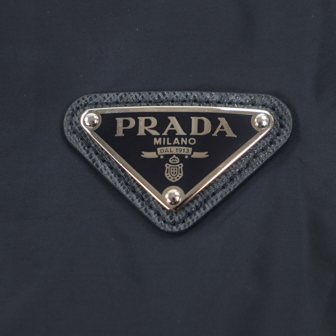 良品▼PRADA プラダ 2022年製 SGB223 トライアングルロゴ 三角プレート 中綿入 リバーシブル ジップアップ ジャケット 46 正規品 メンズ
