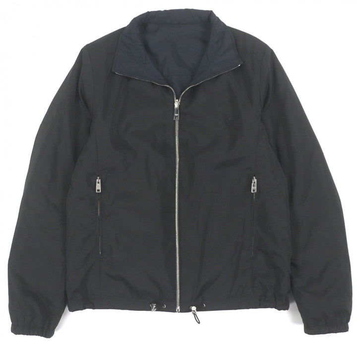 良品▼PRADA プラダ 2022年製 SGB223 トライアングルロゴ 三角プレート 中綿入 リバーシブル ジップアップ ジャケット 46 正規品 メンズ