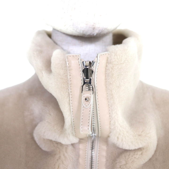 未使用品◇HERMES エルメス 25AW 5H1229D5 2way ムートン シープスキン リバーシブル ベスト ベージュ 38 イタリア製 正規品 レディース