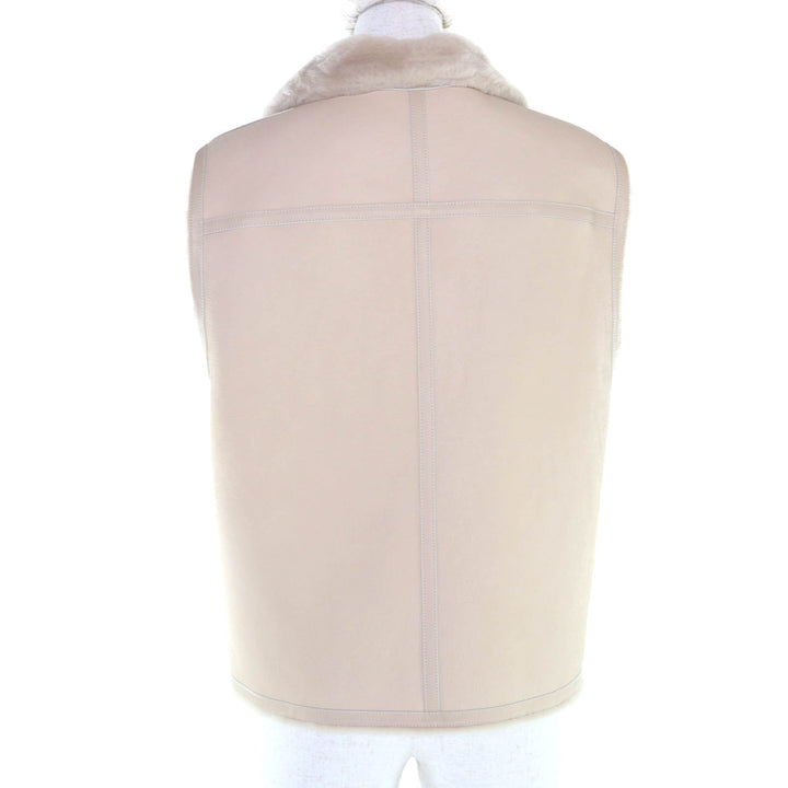 未使用品◇HERMES エルメス 25AW 5H1229D5 2way ムートン シープスキン リバーシブル ベスト ベージュ 38 イタリア製 正規品 レディース