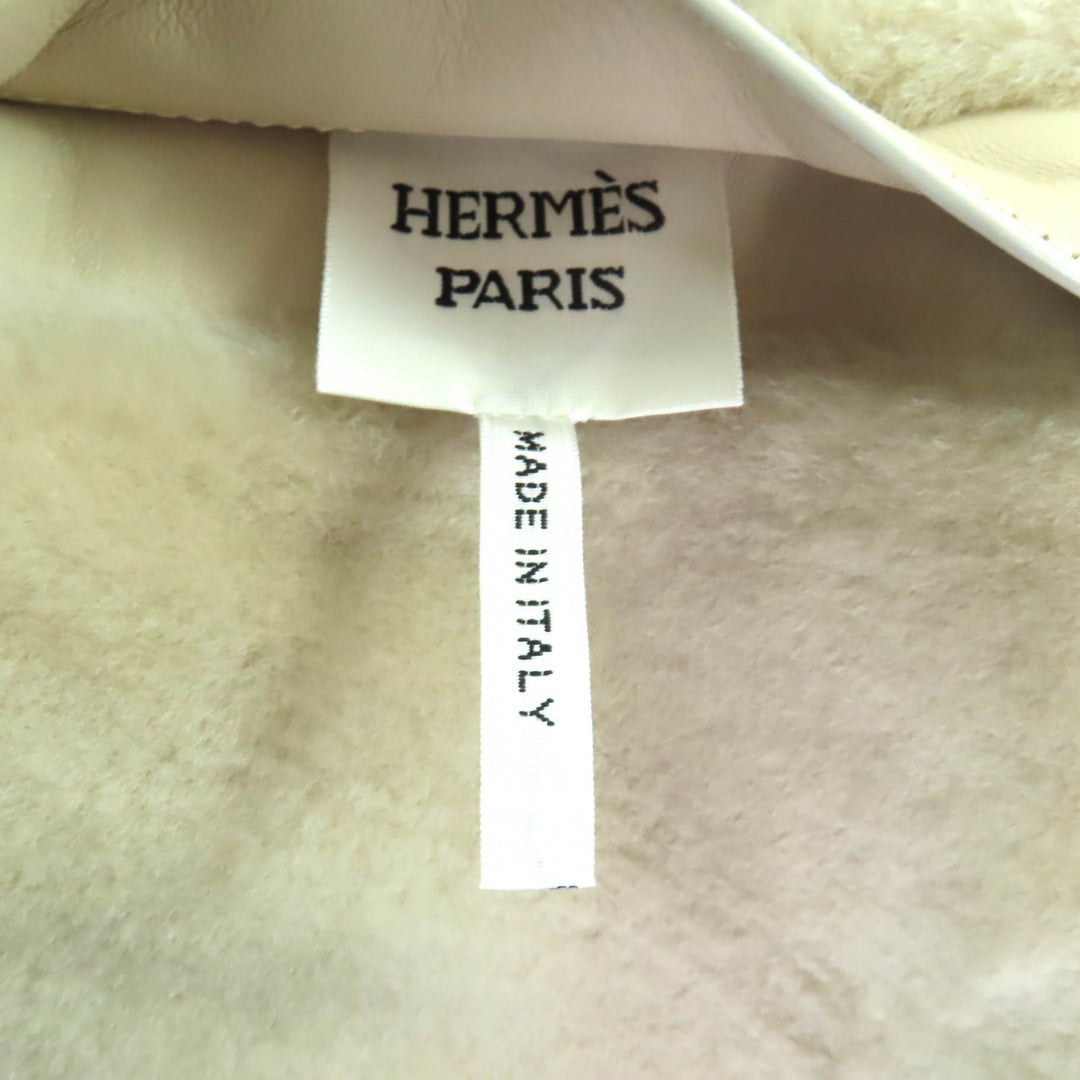 未使用品◇HERMES エルメス 25AW 5H1229D5 2way ムートン シープスキン リバーシブル ベスト ベージュ 38 イタリア製 正規品 レディース