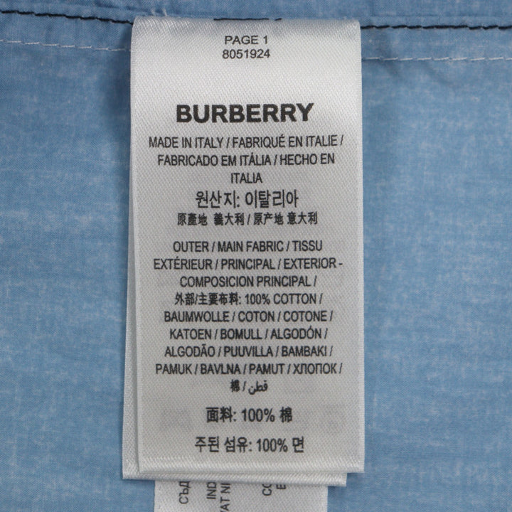 美品▼BURBERRY バーバリー 8051924 コットン100% マルチカラー ショートスリーブ 半袖シャツ ブラック ブルー ホワイト S 正規品