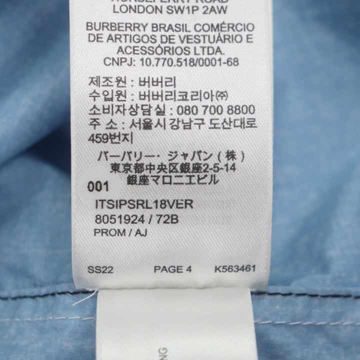 美品▼BURBERRY バーバリー 8051924 コットン100% マルチカラー ショートスリーブ 半袖シャツ ブラック ブルー ホワイト S 正規品