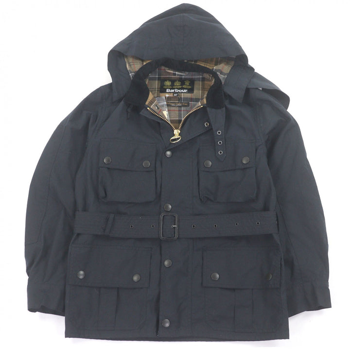 美品□Barbour バブアー 1802157 URSULA WAXJACKET 襟コーデュロイ オイルドジャケット ネイビー 34 ブルガリア製 正規品 メンズ