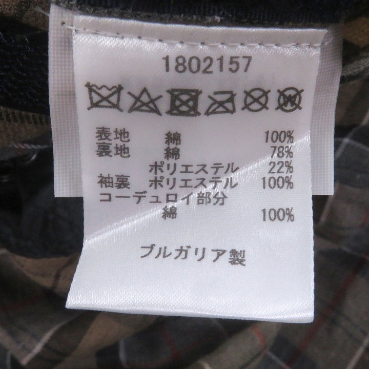 美品□Barbour バブアー 1802157 URSULA WAXJACKET 襟コーデュロイ オイルドジャケット ネイビー 34 ブルガリア製 正規品 メンズ