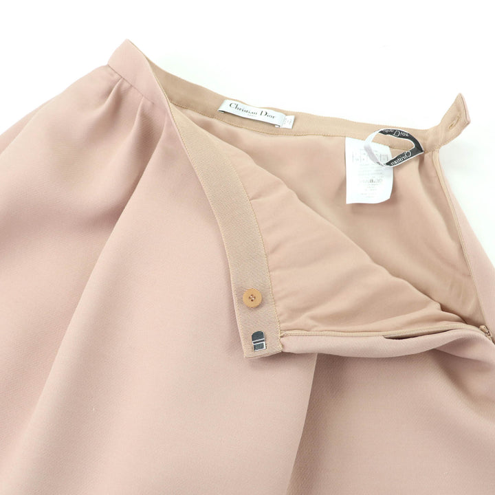 極美品☆Christian Dior クリスチャンディオール 311J09B1166 ウール シルク フレアスカート ミニスカート ピンク 38 伊製 正規品