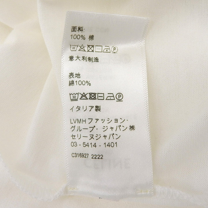 極美品▲CELINE セリーヌ 2X45C671Q コットン100％ トリオンフ刺繍 クルーネック 半袖Ｔシャツ 白 XS イタリア製 正規品 レディース