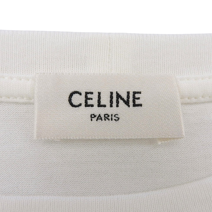 極美品▲CELINE セリーヌ 2X45C671Q コットン100％ トリオンフ刺繍 クルーネック 半袖Ｔシャツ 白 XS イタリア製 正規品 レディース