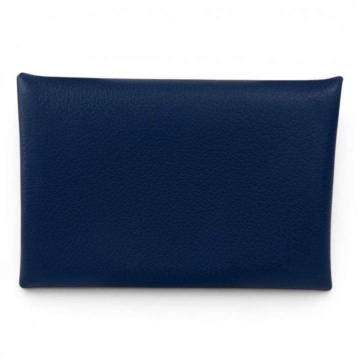 極美品▲HERMES エルメス カルヴィ デュオ コンパクト エヴァーカラー ヴェルソ カードケース コインケース ブルー Z刻印 レディース