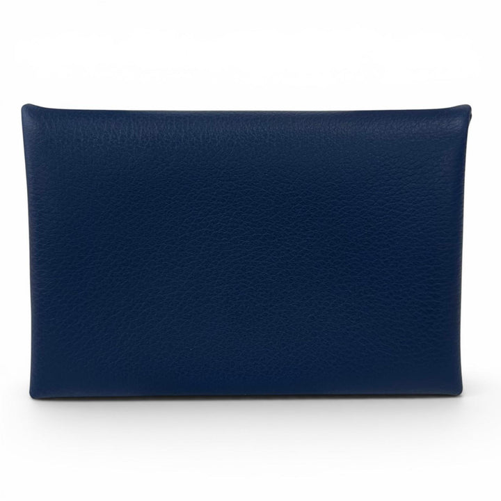極美品▲HERMES エルメス カルヴィ デュオ コンパクト エヴァーカラー ヴェルソ カードケース コインケース ブルー Z刻印 レディース