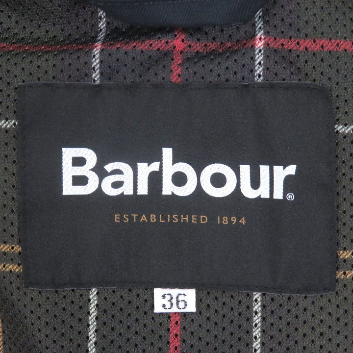 極美品□Barbour バブアー 241MCAS125 襟コーデュロイ 裏チェック柄 カバーオール ブルゾンジャケット ネイビー 36 正規品 メンズ
