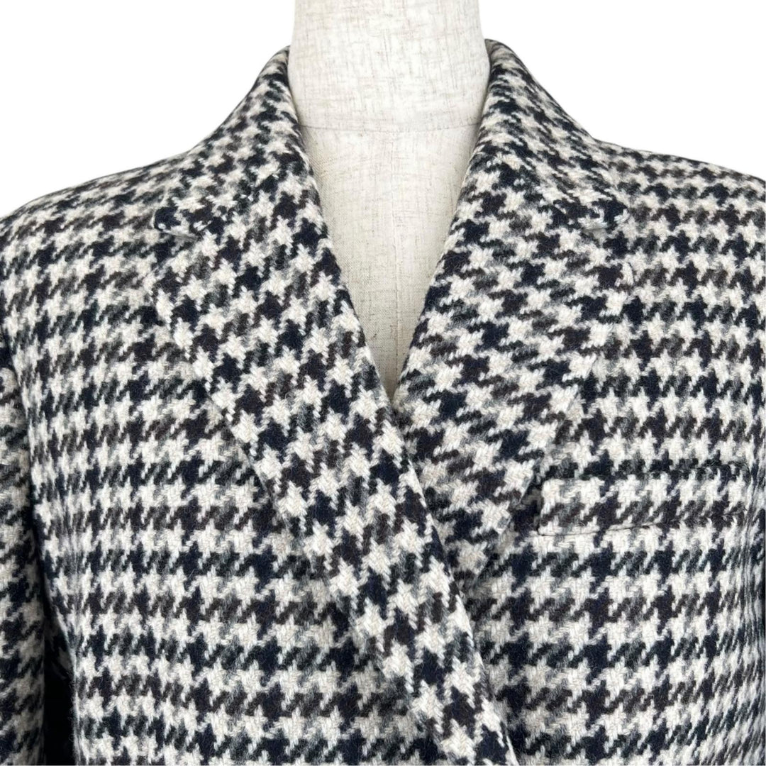 極美品▲theory セオリー SQUARE DB JKT ウール100％ 千鳥格子 ダブルブレスト ツイード テーラードジャケット 6 正規品 レディース