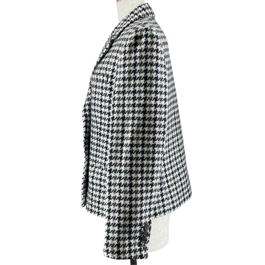 極美品▲theory セオリー SQUARE DB JKT ウール100％ 千鳥格子 ダブルブレスト ツイード テーラードジャケット 6 正規品 レディース