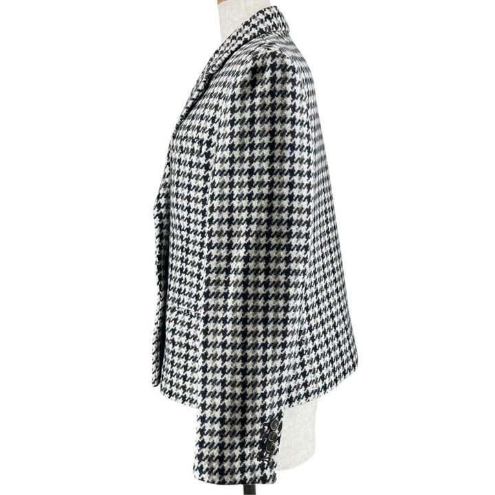 極美品▲theory セオリー SQUARE DB JKT ウール100％ 千鳥格子 ダブルブレスト ツイード テーラードジャケット 6 正規品 レディース